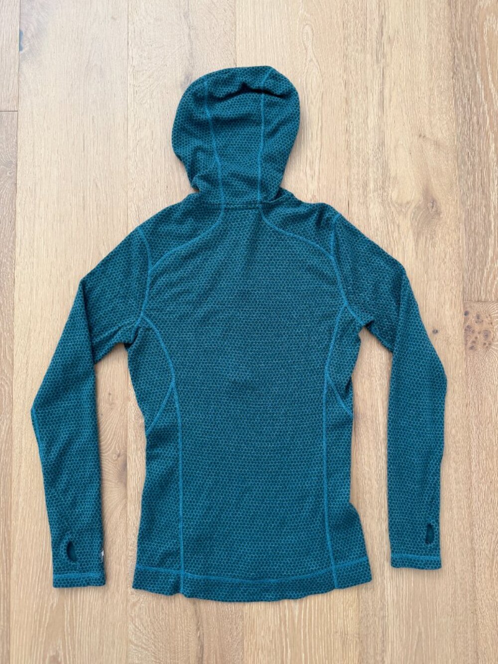Smartwool Shirt Women Medium Merino Wool Hoodie 1/2 Zip Teal Blue Base Layer - Picture 6 of 13